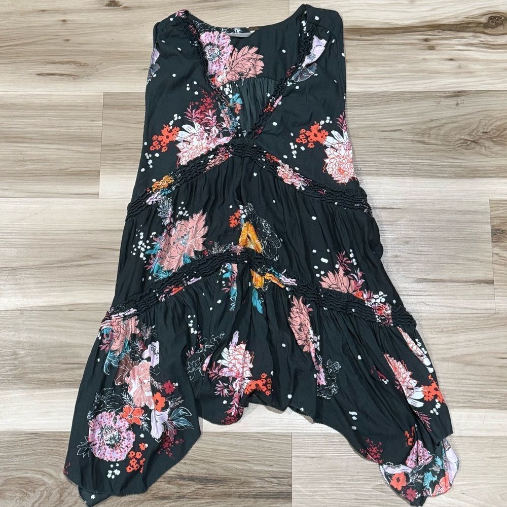 Free People Hazel Sleeveless Tunic Top Green Floral Women’s Small - Picture 2 of 5
